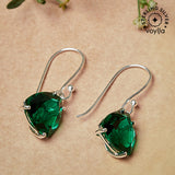 Stunning Sterling Silver Earrings Studded With Green Stone