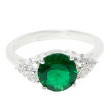 Green Stone Decked Sterling Silver Ring