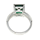 925 Sterling Silver Ring Studded With Green Stones