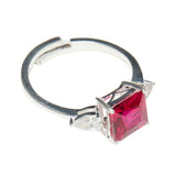 A Reverent Luxury Silver Ring Studded With Red Stone