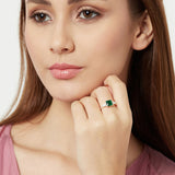 Sterling Silver Cocktail Ring With Green Stone