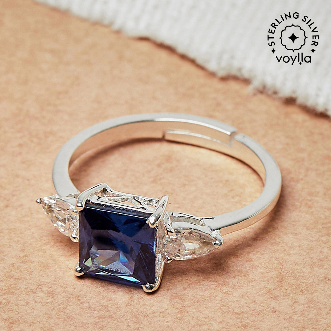 Manufacturer of 916 designer blue stone ladies wear gold ring-21008 |  Jewelxy - 126895