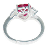 Stunning Sterling Silver Red Stone Decked Ring