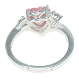 A Reverent Luxury Silver Ring Studded With Pink Stones