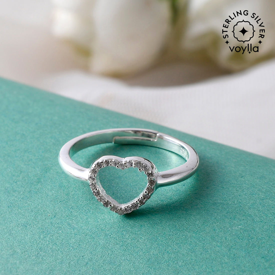 Heart Shape Silver Finger Rings Designs For Female Cute Simple