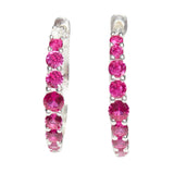 Sterling Silver Dangler Earrings Glittering With Pink Stones