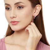 Sterling Silver Dangler Earrings Glittering With Pink Stones
