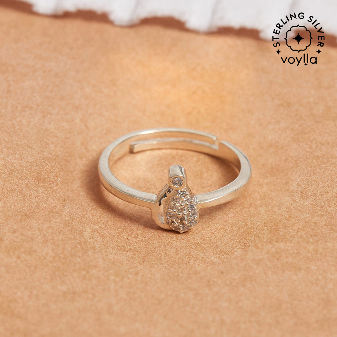 Buy quality Silver 92.5 Fancy Diamond Heart Shape Ring in Ahmedabad