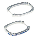 Blue CZ Stone Square Hoop Earring Set in 925 Sterling Silver