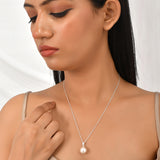 Round White Pearls Silver Plated Sterling Silver Pendant