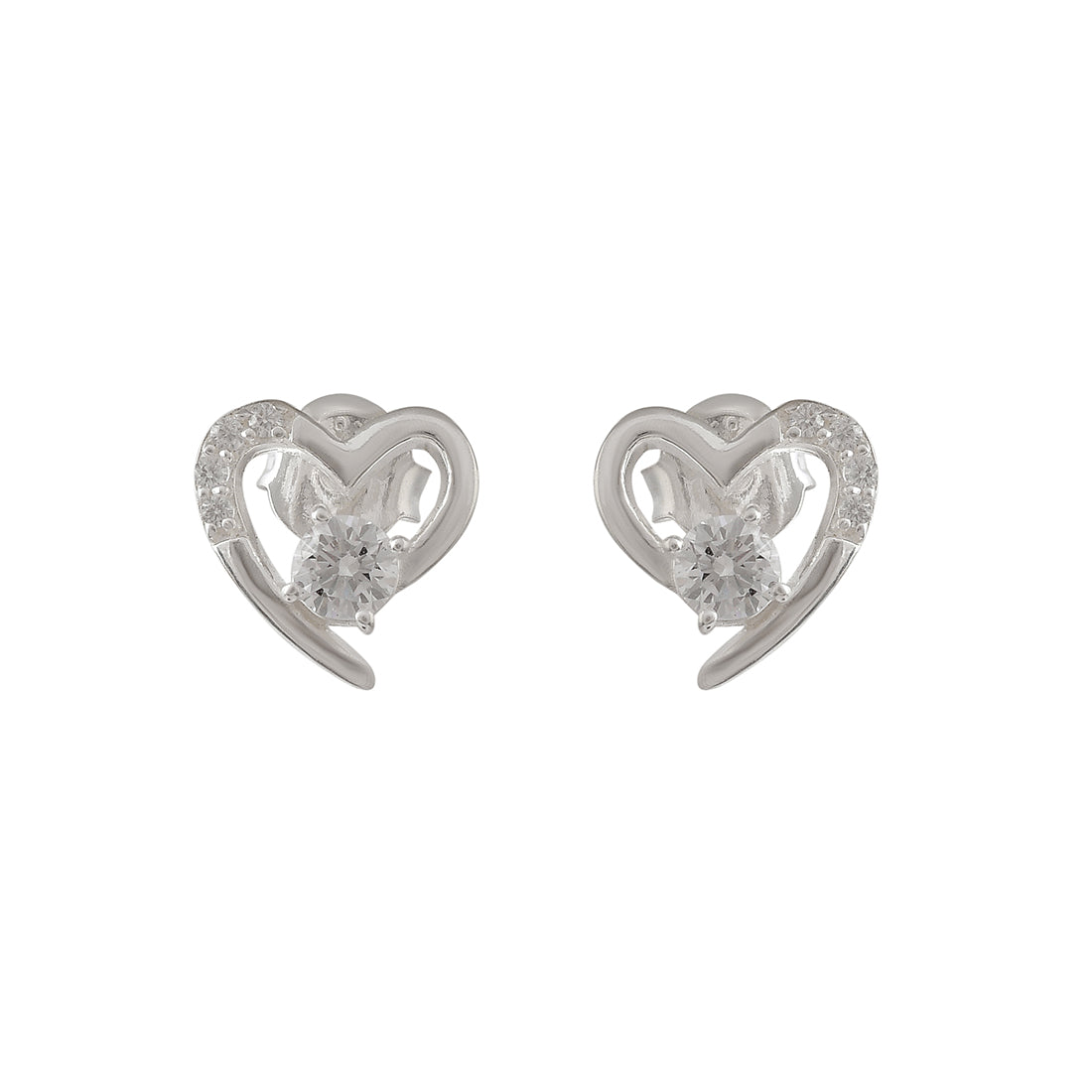 Adorable 925 Sterling Silver Heart-Shape Earrings