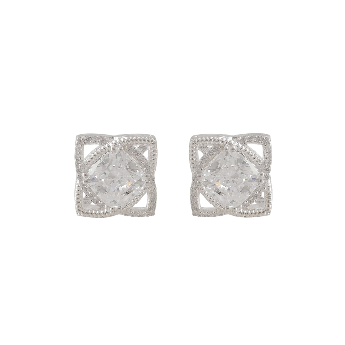 Silver Cubic Zirconia Stud Earrings  8mm  F0307  FHinds Jewellers