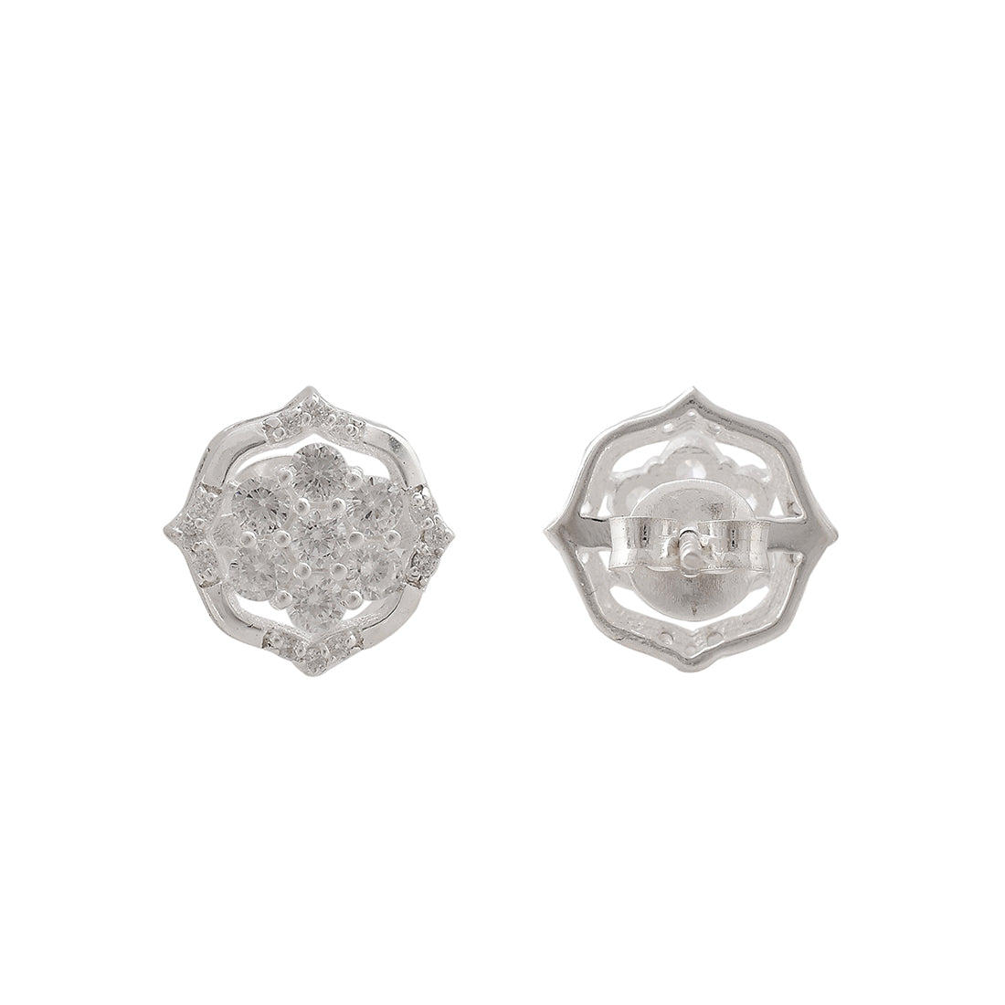 925 Sterling Silver Shiny Cubic Zironia Earrings