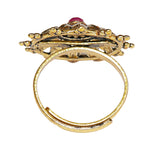 Chamba Yellow Gold Plated Ethnic Style Adjustable Brass Ring