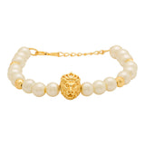 Pearl Beaded Lion Design Bracelet For Men