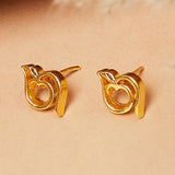 Moksha Gold Plated OM Stud Earrings