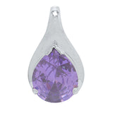 Silver Tone Pendant without Chain Decked with Purple Stone