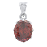 Red Stone Decked Silver-Tone Pendant without Chain