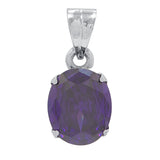 Purple stone decked Silver-tone pendant without chain