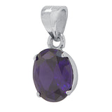 Purple stone decked Silver-tone pendant without chain