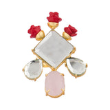 Statement Pink Stone Studded Gold Tone Ring