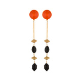 Chic Dangler Earrings Decked With Black Stones