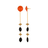 Chic Dangler Earrings Decked With Black Stones