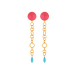 Ravishing Golden Dangler Earrings with Blue Stone