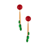 Golden Green Stone Decked Chain Dangler Earrings