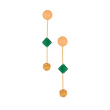 Golden Ball Drop Green Stone Decked Dangler Earrings