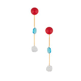 Elegant Pair of Blue Stones Studded Gold Tone Danglers