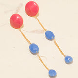 Golden Chain Danglers Featuring Blue Stone Chain Drop