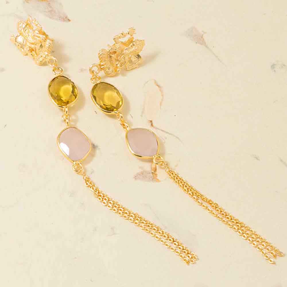 Unique Golden Dangler Earrings – VOYLLA