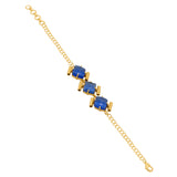 Blue Engraved Stone Studded Golden Bracelet