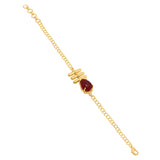 Red Stone Decked Link Bracelet