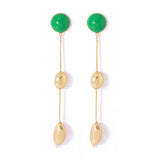Glamorous Green and Gold Dangler Earrings