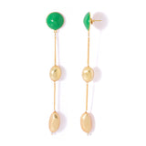Glamorous Green and Gold Dangler Earrings