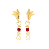 Gold Tone Earrings Made With Red Swarovski Zirconia