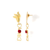 Gold Tone Earrings Made With Red Swarovski Zirconia