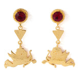 Cupid Dangling Earrings Made With Red Swarovski Zirconia