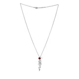 Delicate Silver Tone Pendant With Chain Made With Red Swarovski Zirconia