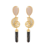 Classy Gold Tone Danglers With White And Black Stone Embellishment