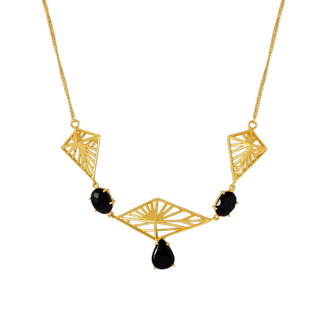 Black Stone Studded Modern Necklace