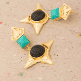 Black And Green Stone Studded Women's Earrings