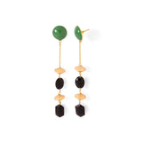 Gold Toned Earrings With Black Stones Dangling