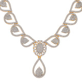 Cz Elegance Leaf Shaped Gold Plated Necklace Set