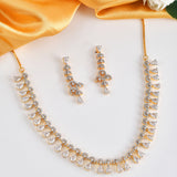 Cz Elegance Stone Studded Gold Plated Necklace Set