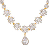 Cz Elegance Gold Plated Snowflake Necklace Set