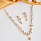 Cz Elegance Gold Plated Snowflake Necklace Set