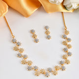 Cz Elegance Gold Plated Round Star Necklace Set